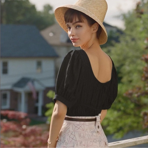 NWT Anthropologie Maeve Black Maeve Puff-Sleeved Top SMALL - Picture 3 of 11